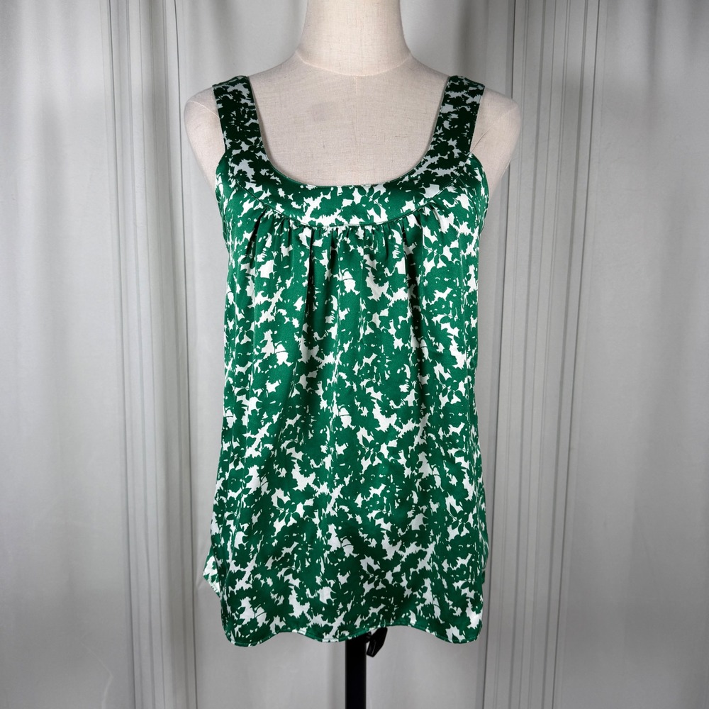 Banana Republic Kelly Green Floral Satin-Finish Tank XS
